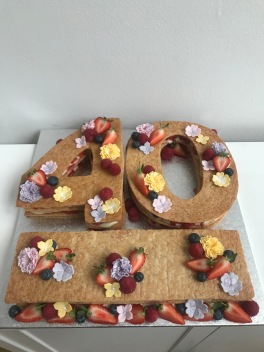 Mixed berry Millefeuille with fondant flowers